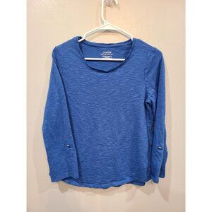 Chico's Shirt Women's Small Size 0 The Ultimate Tee Blue Long Sleeve Basic Crew
